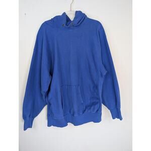 Vintage Reverse Weave Lands' End Champion Hoodie Mens 2XL Blue Warm Up USA 90s